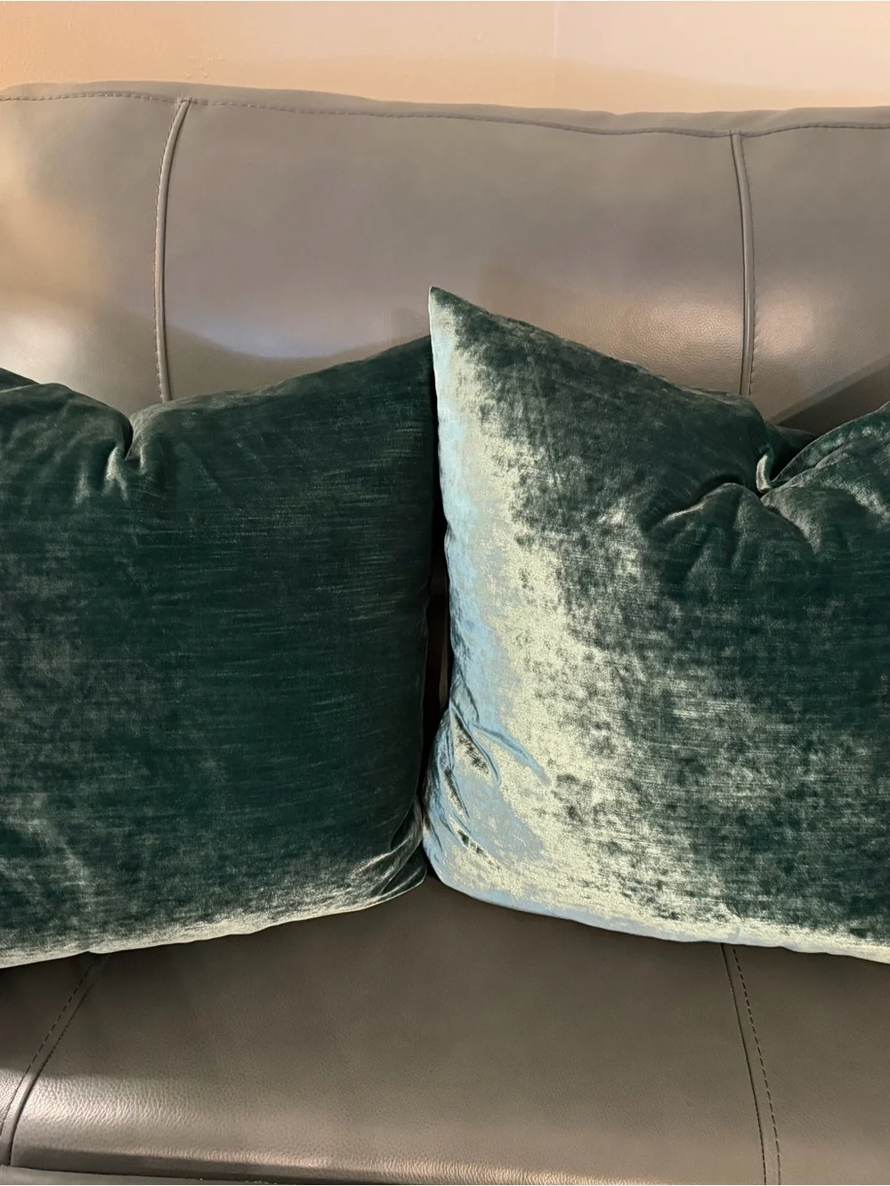 TGH Tessitura Italy Emerald Velvet Throw Pillows 24” Set of 2 Designer